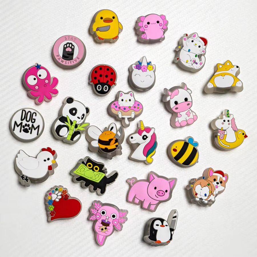 Schuh Charms, Eule Ente Katze Panda Biene Schwein, Rosa, Clog Pins - Bild 3