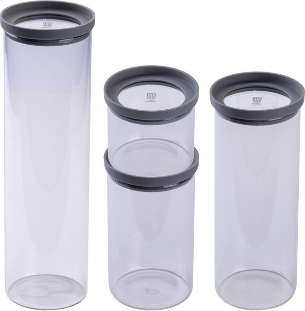 Fackelmann Vorratsdosen Set Alles aus Glas, rund, 4-teilig, transparent, luftdicht mit Silikonring, stapelbar und spülmaschinenfest - Bild 1