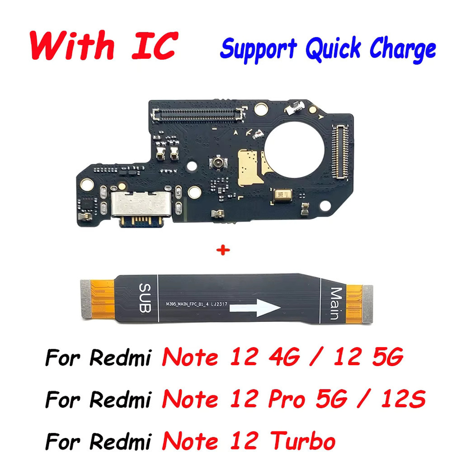 Xiaomi USB-C Schnelllade-Flexkabel und Motherboard Dock Connector Board für Redmi Note 12 Pro Plus 5G und Note 12 4G in Schwarz - Bild 2