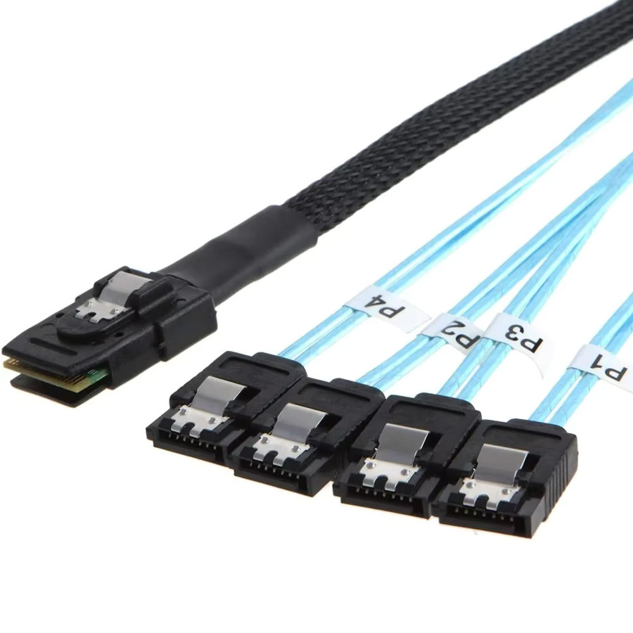 Mini SAS SFF-8087 zu 4 SATA 7 Pin Datenkabel Splitter Adapter, 12Gbps Festplattenkabel, Schwarz - Bild 2