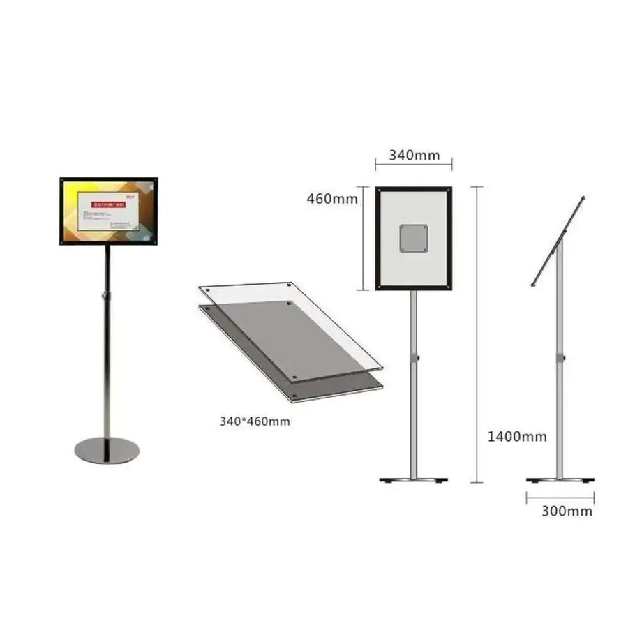 Loripos A3 Bodenständer mit verstellbarem Sockel und schwarzem Acrylrahmen für Werbebanner, Menüs oder Ausstellungen - Bild 2