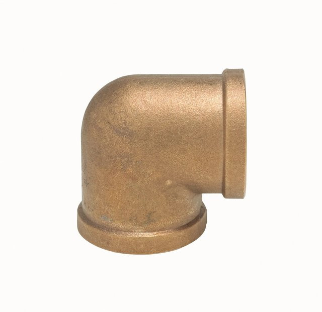 LUX-TOOLS Winkel 90 Grad mit beidseitigem Innengewinde 38,9 mm (Rp 1 1/4 Zoll) aus Messing in gebürstetem Messing - Bild 1