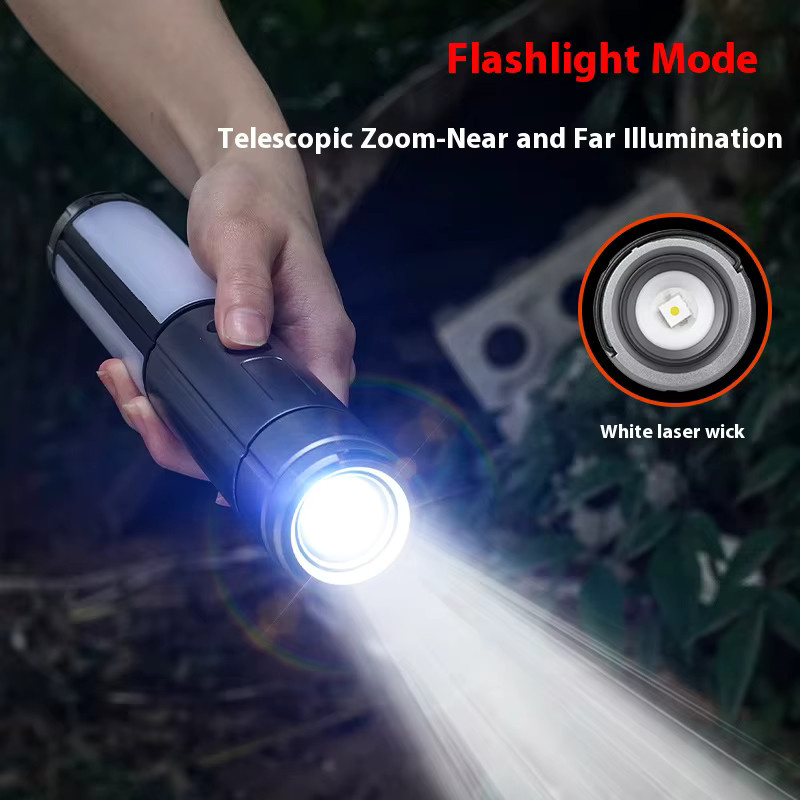 ESMARTER Tragbarer Teleskop-Suchscheinwerfer mit LED, wiederaufladbar und verstellbar, Schwarz/Silber - Bild 2