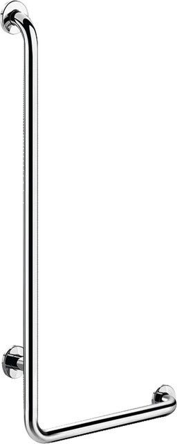 Delabie Handlauf L-Form rechts aus Edelstahl in Silber, hochglanzpoliert, Höhe: 115 cm, Durchmesser: 3,2 cm - Bild 1