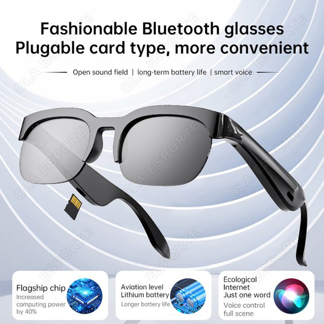 Ola Esporte Smarte KI-Brille mit Bluetooth, Kamera, Sprachassistent und Übersetzer in Schwarz - Bild 1