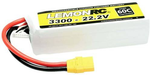 LemonRC LiPo Modellbau-Akkupack 22.2V 3300 mAh 6S 60C Softcase mit XT90 Anschluss in Weiß - Bild 1