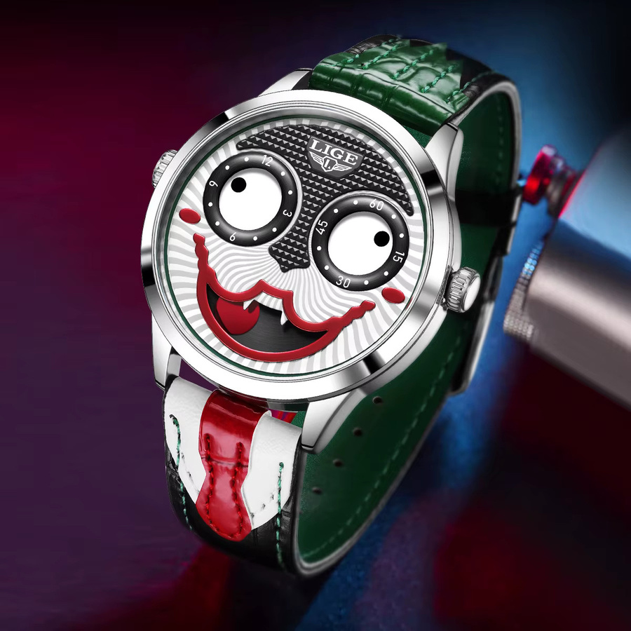 LIGE Armbanduhr Quarz, Leder, Rot, Herren - Bild 3