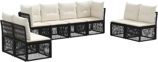 vidaXL Gartensofa-Set 8-teilig in Schwarz aus Poly-Rattan mit Polsterung und Kissen für Terrasse und Garten - Bild 1