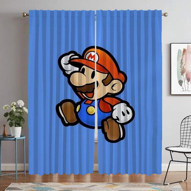 Yiran Furniture Trennwand Marios Shades Verdunkelungsvorhänge aus Polyester, 2 Stück, Blau, B: 60 cm, H: 90 cm - Bild 1