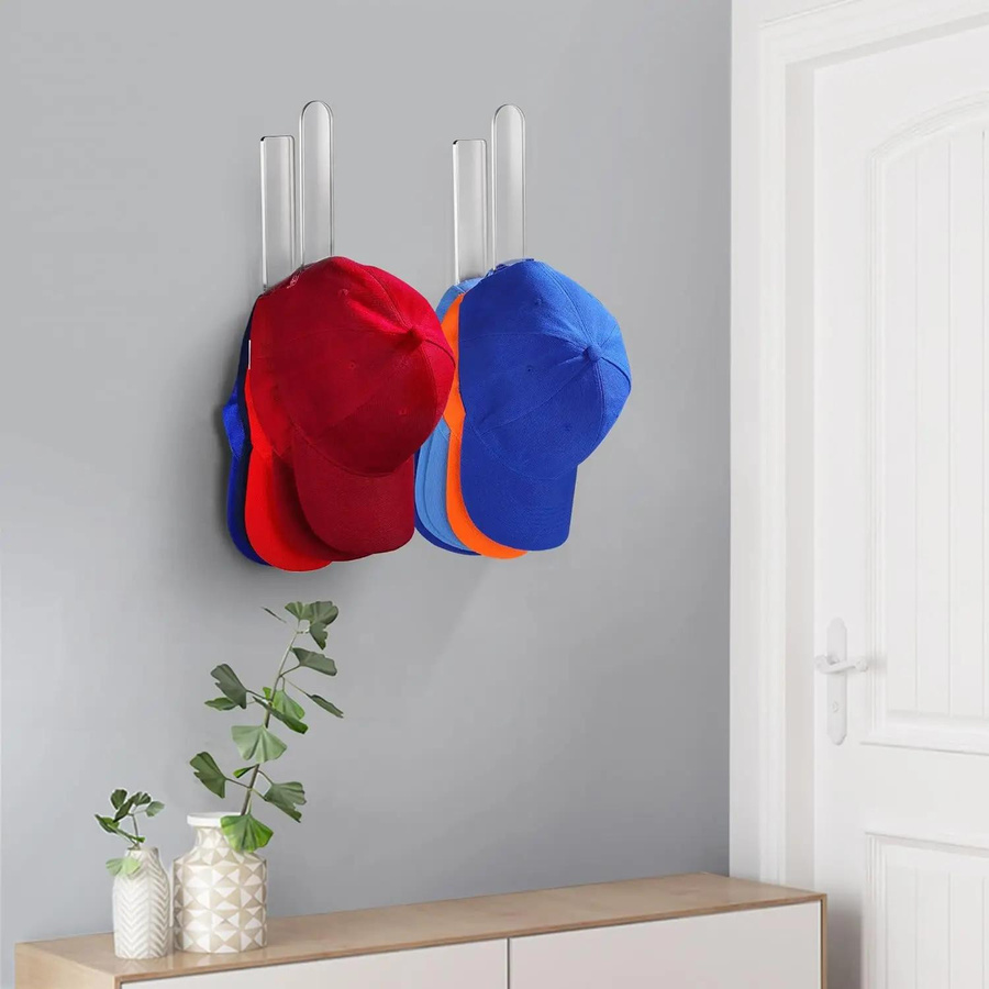 Wandmontiertes Hut-Display-Aufbewahrungsregal aus Acryl in Transparent, L-förmige Baseballkappen-Halterung von Household supplies MH - Bild 2