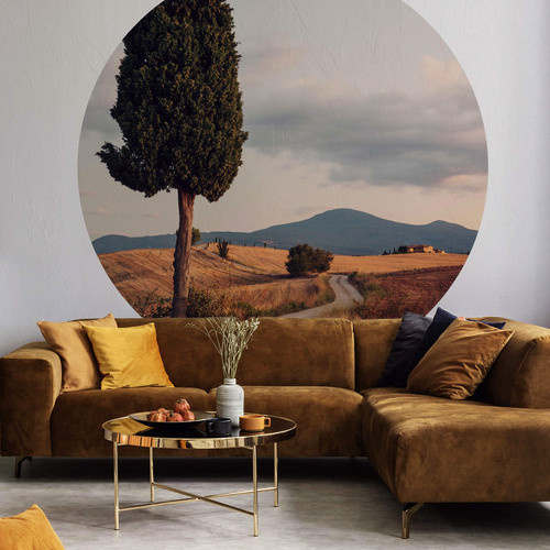 K&L Wall Art Runde Vliestapete Colombo Zypressen Landschaft, mehrfarbig, matt, B: 153 cm, H: 140 cm - Bild 2