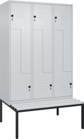 C+P Z-Spind Classic PLUS Sitzbank mit 6 Fächern und Sicherheits-Drehriegel, Farbe Grau/Schwarz, B/T/H: 212,0 x 120,0 x 81,5 cm - Bild 1