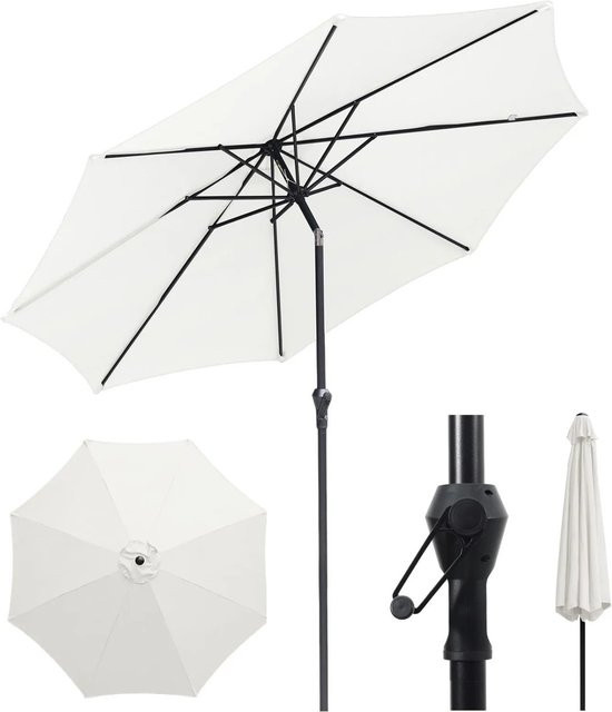 Sekey Sonnenschirm Creme aus Aluminium und Polyester, runder Marktschirm mit Kurbel und Knickfunktion, Durchmesser: 300 cm - Bild 1
