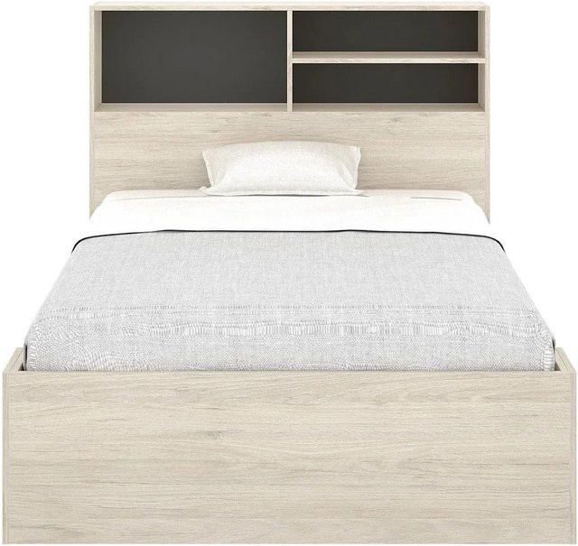 Vente-unique Bettrahmen Vardiel Modern in Anthrazitgrau und Natur, B/T/H: 127,4 x 217,6 x 110,0 cm - Bild 1