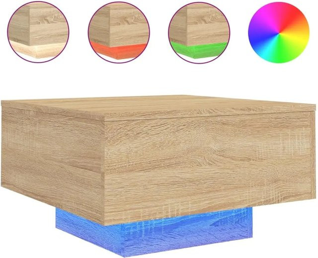 vidaXL Couchtisch mit LED-Leuchten in Sonoma-Eiche, modern und quadratisch, B/T/H: 55 x 55 x 31 cm - Bild 1