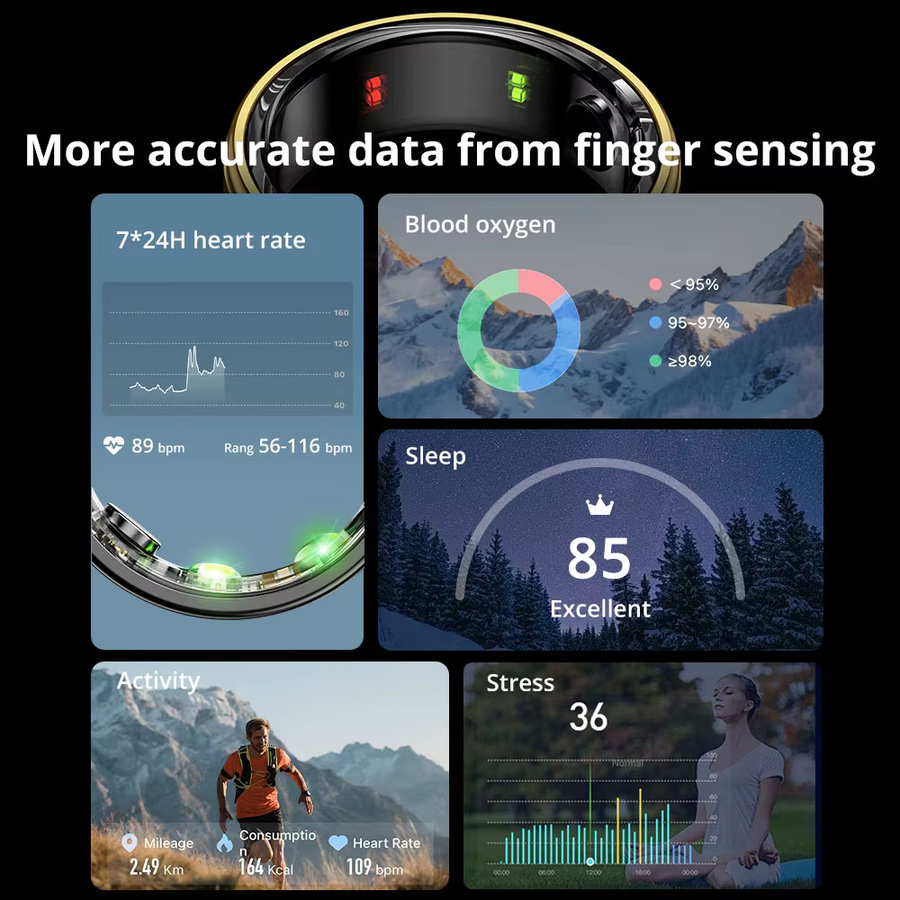 Timethinker R06 Smart Ring in Silber für Damen und Herren mit Gesundheitsmonitor, Fitness-Tracking und IP68 Wasserdichtigkeit - Bild 4