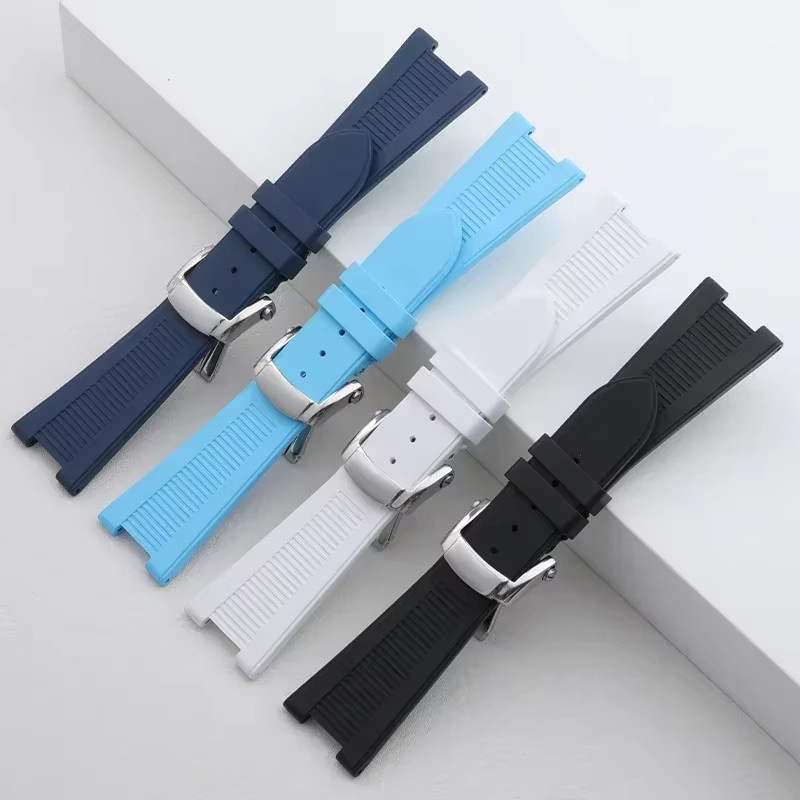 Uhrenarmband FKM Fluorkautschuk, Schwarz, Unisex, 25x12mm - Bild 1