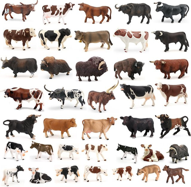 Texas Longhorn Bulls Moschus OX Yak Kuh Bauernhof Tiere Buffalo Kalb Bull Modell Figuren, Lern- und Kreativspielzeug - Bild 1