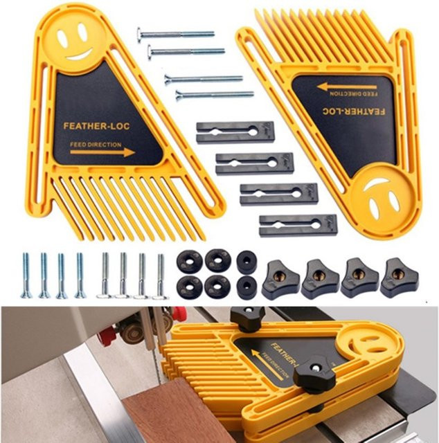 GDART True Flex Feather Board 2er Pack verstellbare Feder-Push-Blöcke für Werkbänke und Tischsägen in Blau und Gelb - Bild 1