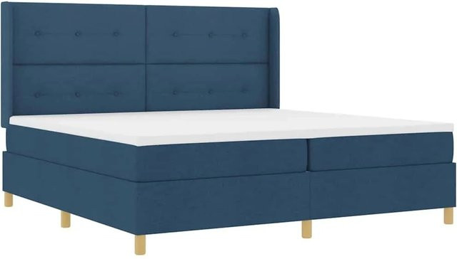 vidaXL Boxspringbett mit Matratze und Kopfteil in Blau, Hybridbett mit Taschenfederkern, B/T: 140 x 200 cm - Bild 1