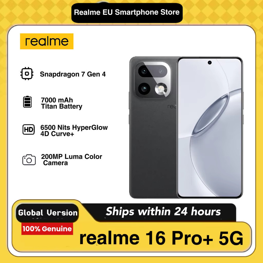 realme 16 Pro+ 5G Smartphone mit 256GB Speicher, 8GB RAM, 200MP LumaColor Kamera, Snapdragon Prozessor 7 Gen 4, 7000mAh Akku und 6,8 Zoll 144Hz AMOLED-Bildschirm in Grau - Bild 1