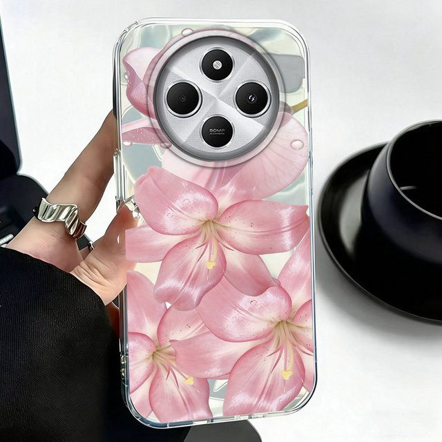 Stoßfeste Handyhülle für Xiaomi Redmi Note 15 14 13 Pro 12 11 9 8 A3 A1 15C 14C 13C mit Lilien-Blumen-Kunstdesign und koreanischem Muster in Multicolour - Bild 1