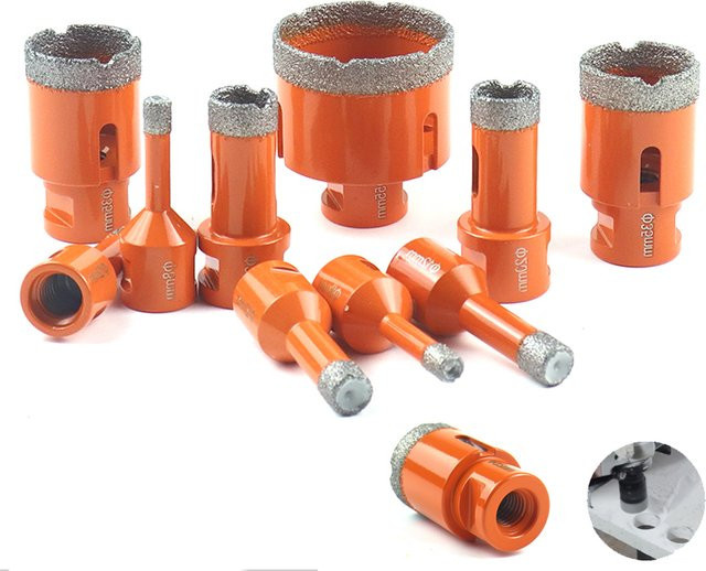 Onmaiwei Diamantgelöteter Kern-Trockenbohrer in Orange für Porzellanfliesen, Marmor, Glas und Granit, Durchmesser: 6 mm bis 100 mm - Bild 1