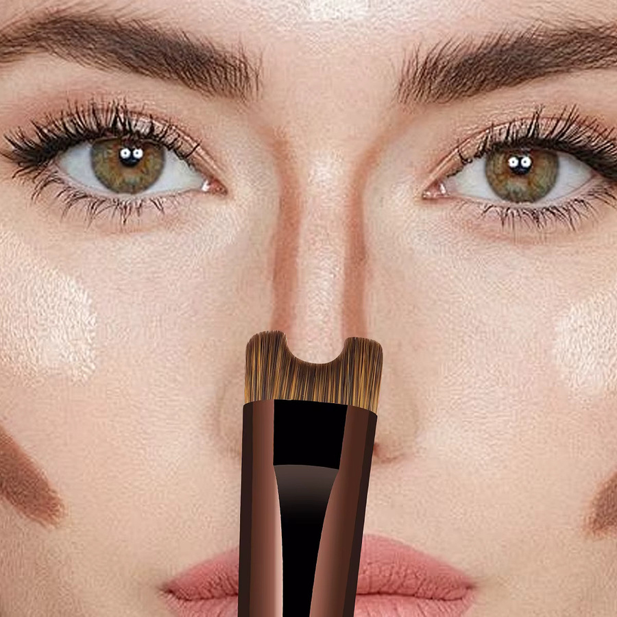 MAANGE Double Head Foundation Nose Contour Make-up-Pinsel, Unisex - Bild 2