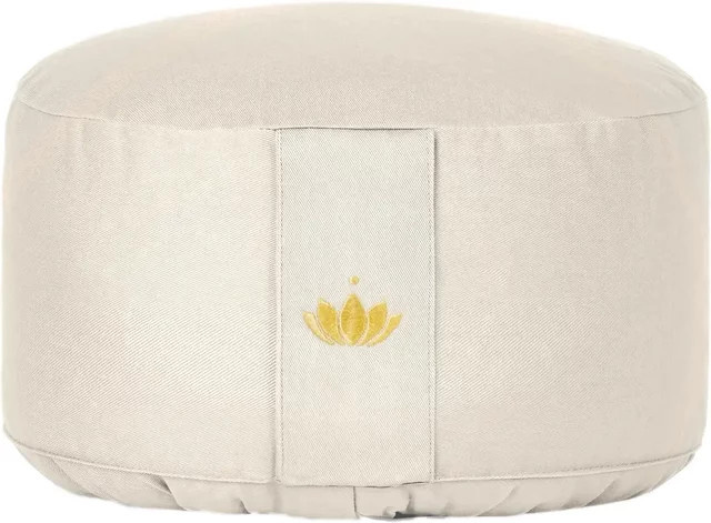 Yoga Kissen Lotuscrafts rund in Beige und Weiß mit abnehmbarem Bezug aus Naturfasern - Bild 1