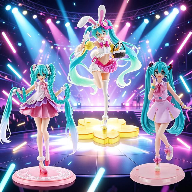 Bandai Hatsune Miku Sammlerfiguren, Bunt / Mehrfarbig, 3-teiliges Set - Bild 1