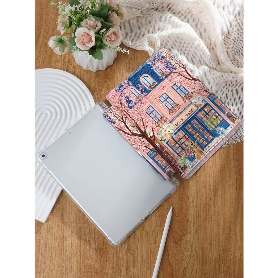 Pink Cherry Blossom Bookstore Tablet-Hülle für Apple iPad Pro und iPad Air in Pink - Bild 2