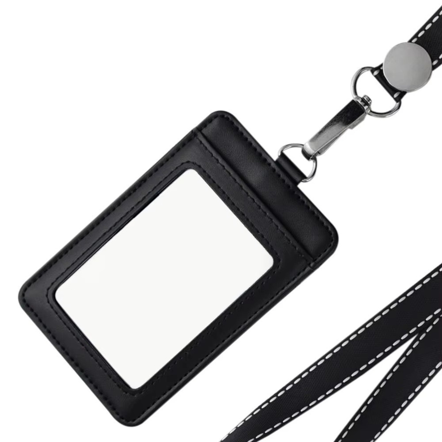 Echtleder Kartenetui für drei Karten mit Lanyard in Braun für Mitarbeiter und Profis - Bild 6