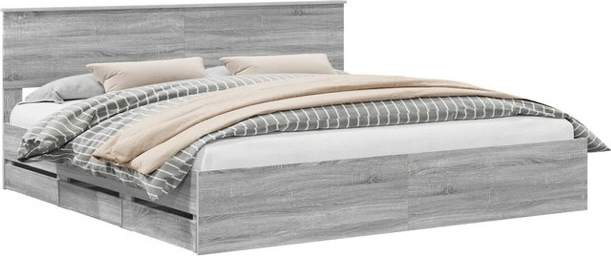 Modernes Funktionsbett vidaXL aus Holzwerkstoff in Grau, B/T: 200 x 200 cm - Bild 1