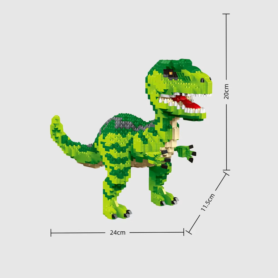 Doubuilt Micro Mini Dinosaurier Bausteine, Bausatz, Grün, Schwarz - Bild 2