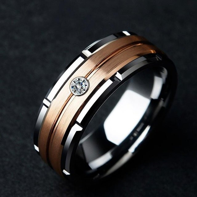YIRAN Ring, Rose Gold Farbe, Zirkon Steine, Damen - Bild 1