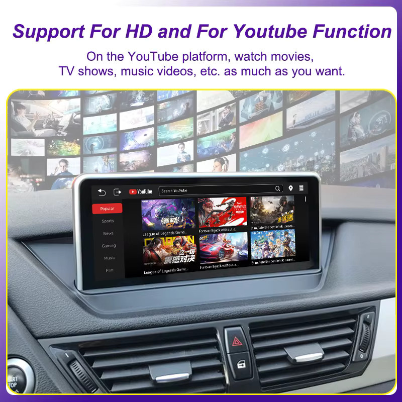 AUTOTOP 10,25 Zoll Wireless Carplay und Android Auto Touchscreen für BMW X1 E84 2009-2015, Schwarz, mit Wifi und YouTube-Unterstützung für CIC-System oder ohne Werksbildschirm - Bild 4