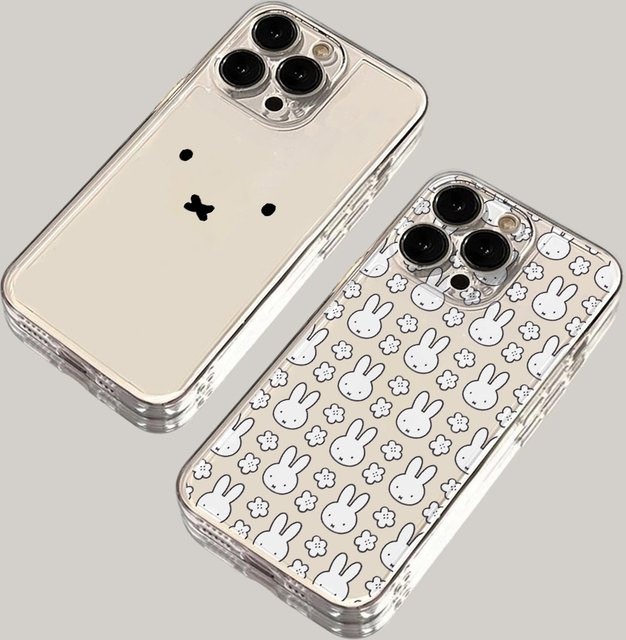 Miffy Handyhülle für iPhone 17 16 15 14 13 12 11 Pro Max Plus und weitere Modelle, Weiche TPU Schutzhülle mit Hasen-Design, Transparent - Bild 1