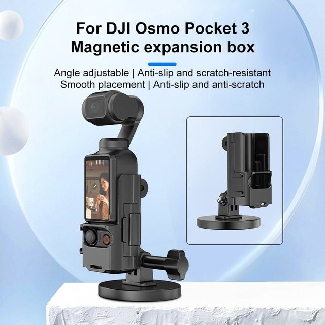 PULUZ Magnetischer Schutzrahmen mit winkelverstellbarer Desktop-Halterung für DJI OSMO Pocket 4P, 4 und 3 in Schwarz - Bild 1
