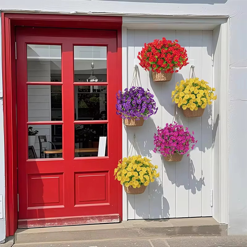 BloomEver künstliche Eukalyptus-Pflanzen aus Seide, UV-beständig, Gelb und Multicolor, für die Außendekoration im Garten oder Sommerhaus - Bild 4