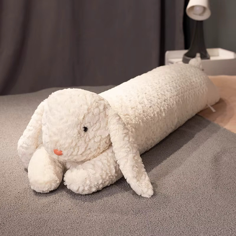 GDzaccly Kawaii Long Gaint Curly Animal Bunny Plüschkissen Puppe, Dinosaurier, Weiß - Bild 2
