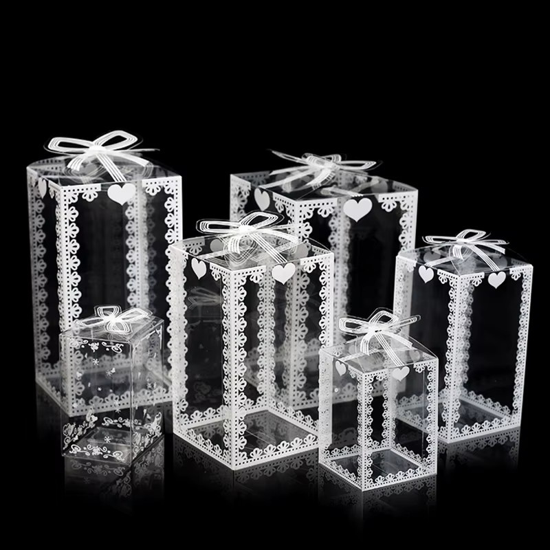 10 Stück transparente PVC-Geschenkboxen für Geburtstag, Hochzeit und Valentinstag zur Verpackung von Pralinen, Dragees oder Kuchen - Bild 3