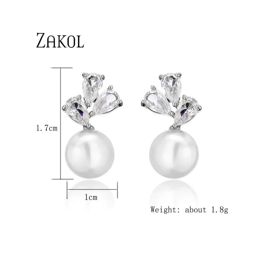 ZAKOL Ohrstecker, Perle, Zirkon, Damen - Bild 4