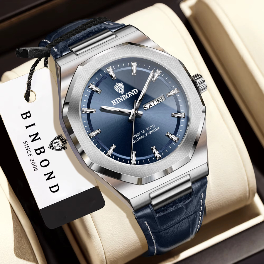 BINBOND Armbanduhr Quarz, Edelstahl, Blau, Herren - Bild 2