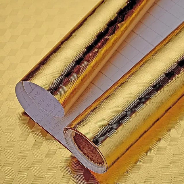 Selbstklebende Alufolie Tapete von AprSi in Gold, öl- und feuerbeständig, wasserdicht und feuchtigkeitsbeständig, Breite: 60 cm, Länge: 1000 cm - Bild 1