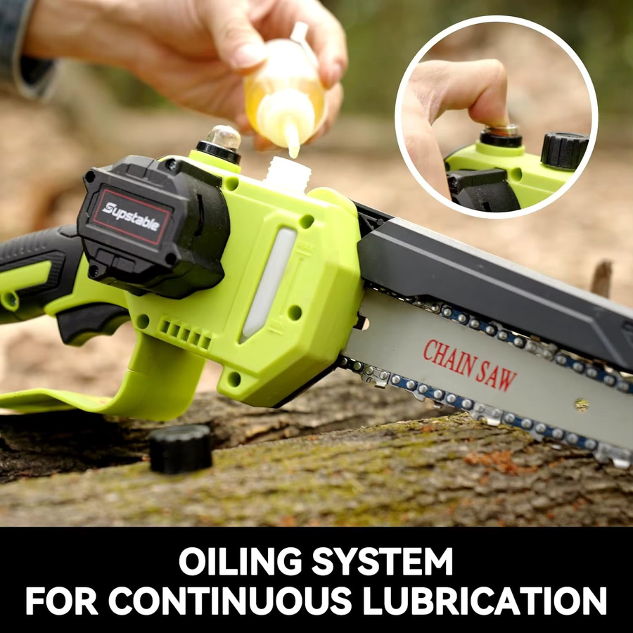 Supstable Akku-Kettensäge 6 Zoll, bürstenlose elektrische Astsäge und Hochastsäge in Grün, kompatibel mit Makita LXT Akkus - Bild 5