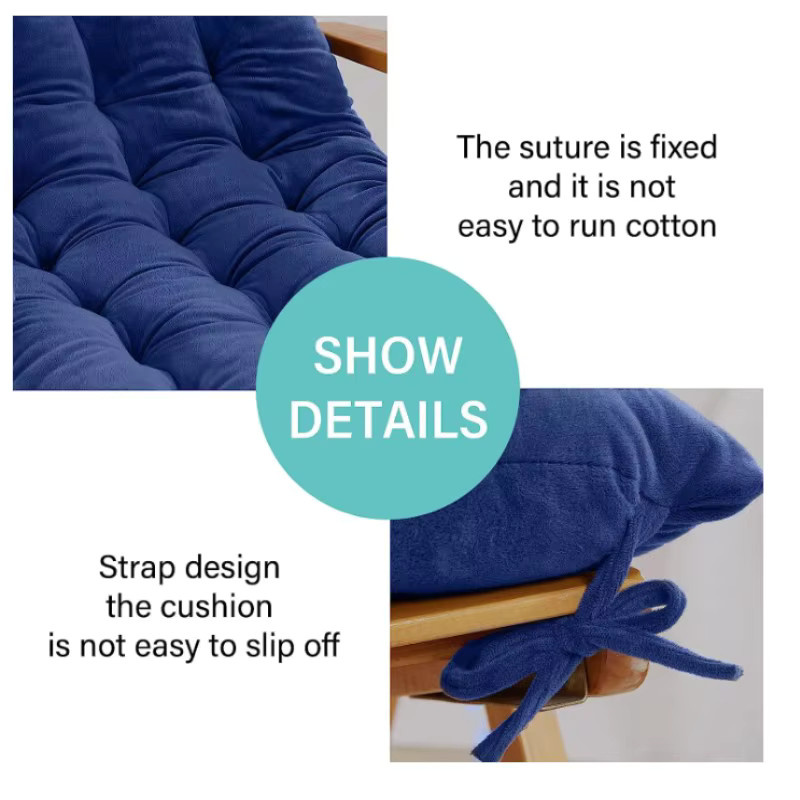 Inyahome Tatami-Kissen aus verdicktem Samt für Liegestühle und Schaukelstühle, rechteckig, Blau, Rot, Grau - Bild 5