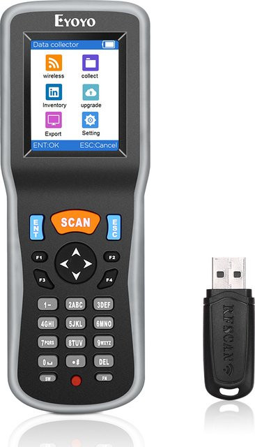 Eyoyo Handheld 2D-QR-Code-Scanner EY-7000 Datensammler mit 2,2-Zoll-LCD-Bildschirm und USB-Empfänger in Schwarz - Bild 1