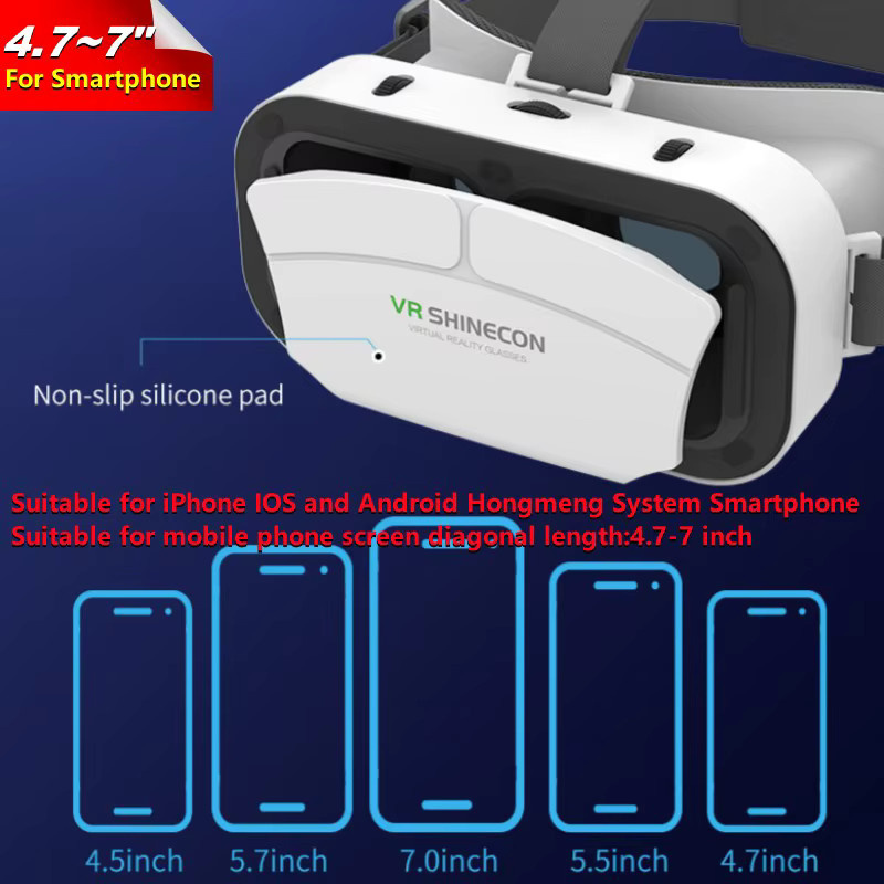 VR SHINECON G12 Virtual-Reality-Brille in Weiß für Smartphones von 4,5 bis 7 Zoll mit HD 3D-Funktion und Joystick-Unterstützung - Bild 2