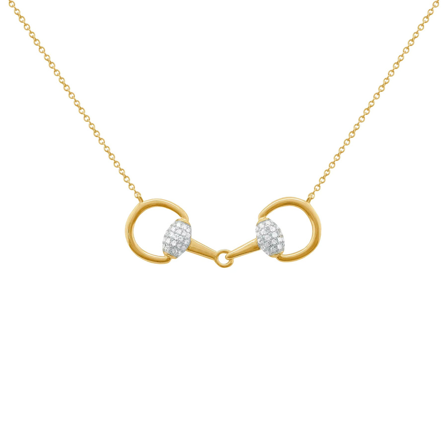 Halskette Hufeisen-Pferde-Trensen-Bit-Anhänger, Gold, Zirkonia, Damen - Bild 2