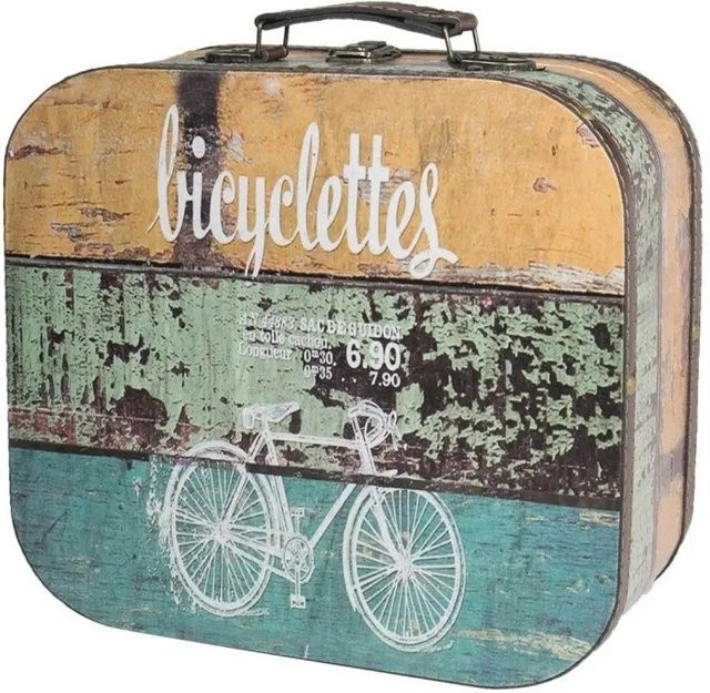 HMF Vintage Holzkiste Koffer Truhe in Schwarz und Multicolour, B/T/H: 25,0 x 21,5 x 8,5 cm - Bild 1